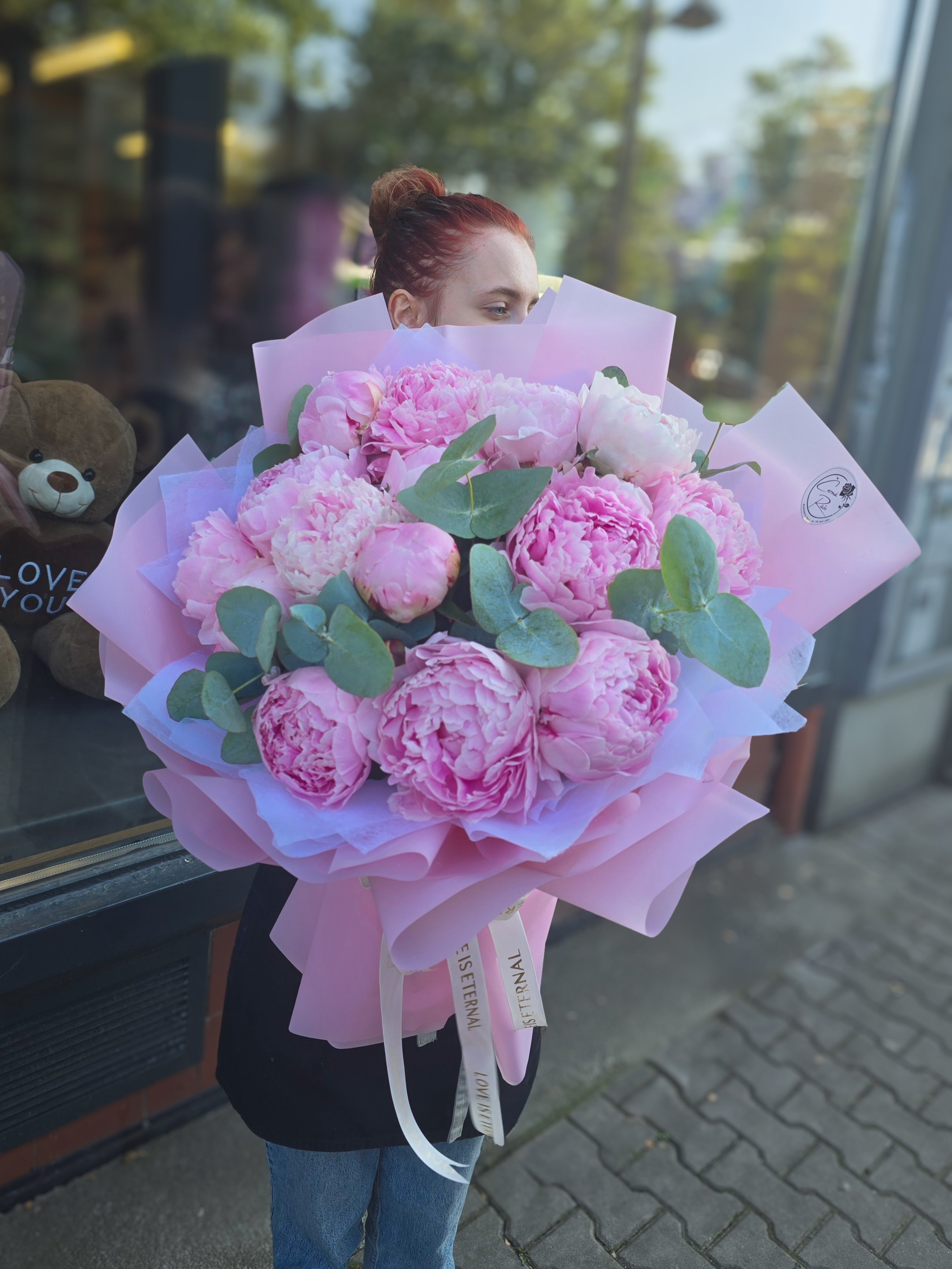 Luxusní kytice z růžových pivoněk